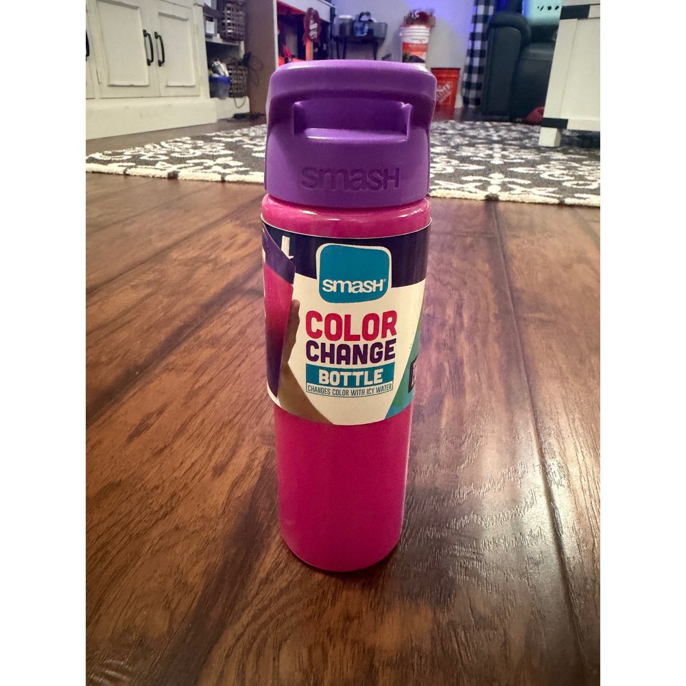 Smash Color Change Bottle 23.6oz Pink Purple New Flip Top Straw